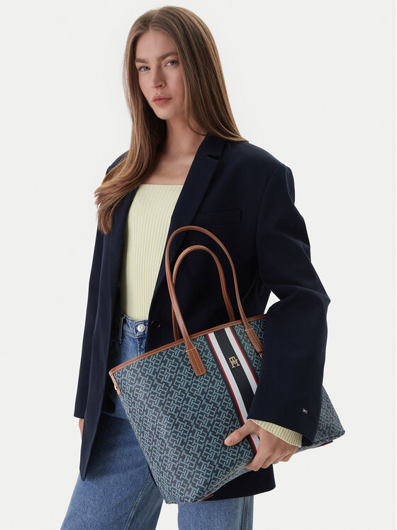 Tommy Hilfiger Rankinė Tommy Hilfiger Th Monoplay Tote Stripe Le AW0AW18390 Mėlyna