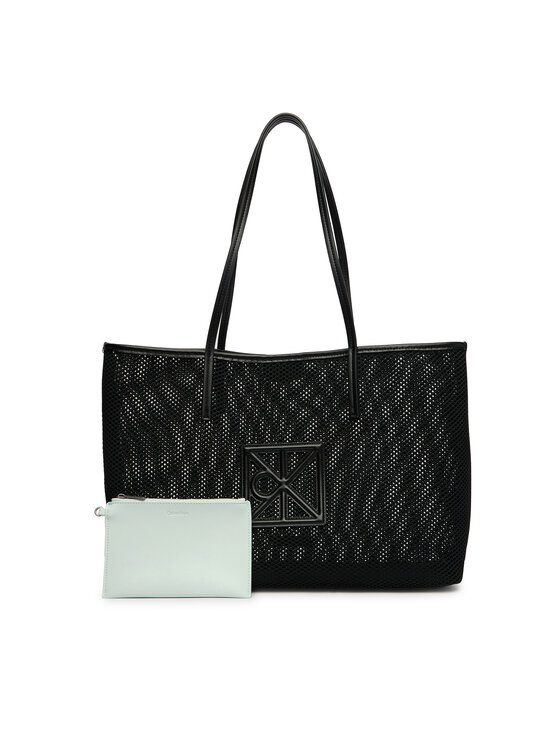 Calvin Klein Torebka Calvin Klein Emblem Mesh Tote LV04F3380G Czarny