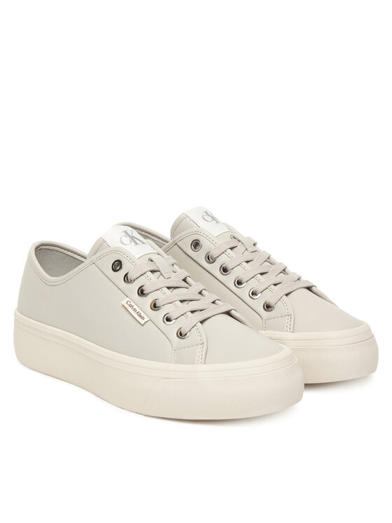 Calvin Klein Sneakersy Calvin Klein Vulc Flatf Lace Up Lth YW0YW01932 Szary