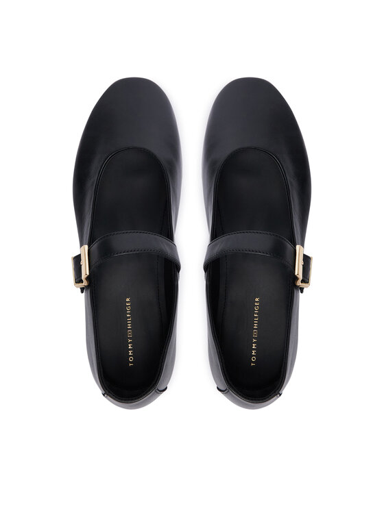 Tommy Hilfiger Balerīnas Tommy Hilfiger Buckle Leather Ballerina FW0FW09684 Melns
