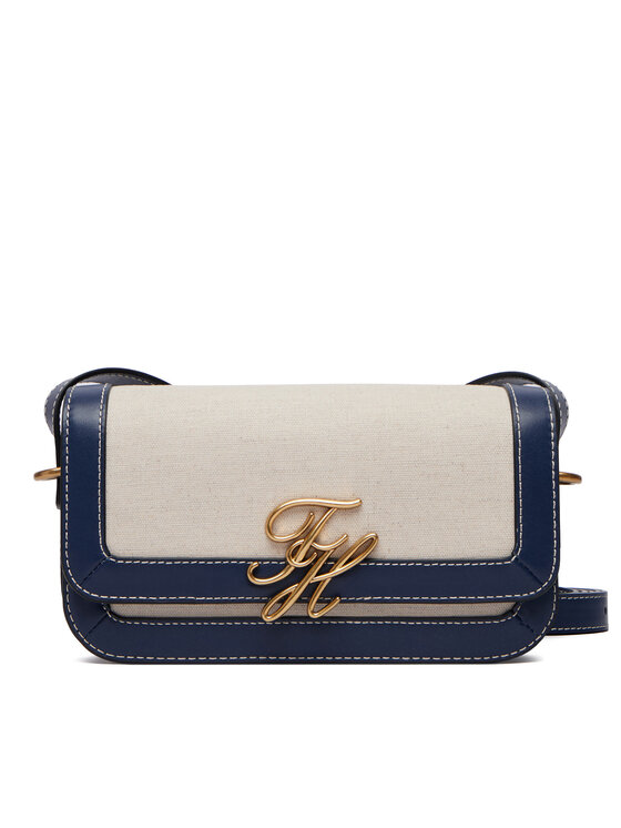 Tommy Hilfiger Borsetta Tommy Hilfiger Th Script Flap Crossover Canvas AW0AW18737 Crema
