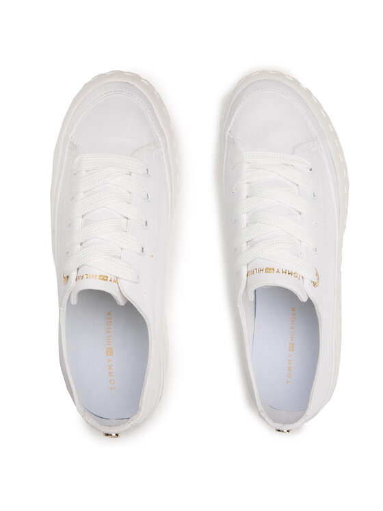 Tommy Hilfiger Tenisky Tommy Hilfiger Shiny Flatform Vulc Sneaker FW0FW05536 Bílá