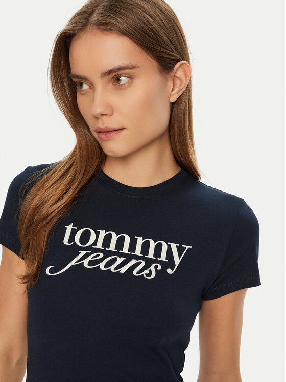 Tommy Jeans Tommy Jeans Majica Essential DW0DW19447 Mornarsko modra Slim Fit