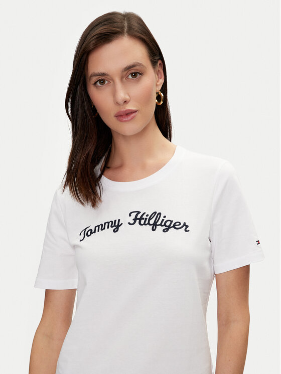 Tommy Hilfiger Tommy Hilfiger Majica Script WW0WW42589 Bela Regular Fit