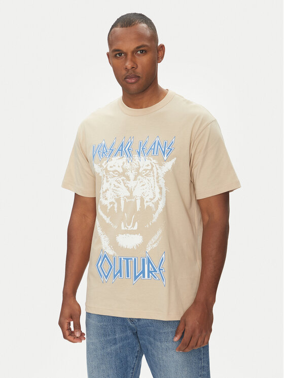 Versace Jeans Couture Versace Jeans Couture T-shirt 78GAHT06 Beige Regular Fit