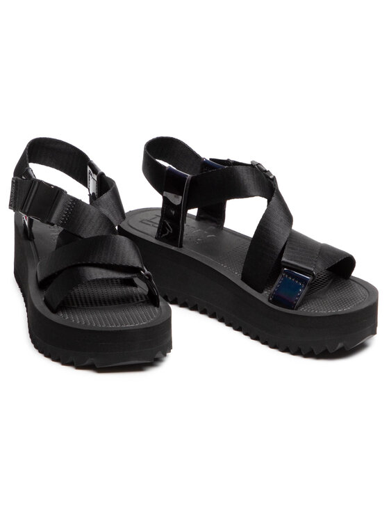 Tommy Jeans Σανδάλια Tommy Jeans Iridescent Strappy Sandal EN0EN01332 Μαύρο