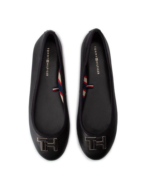Tommy Hilfiger Balerini Tommy Hilfiger Essential Leather Ballerina FW0FW04316 Negru