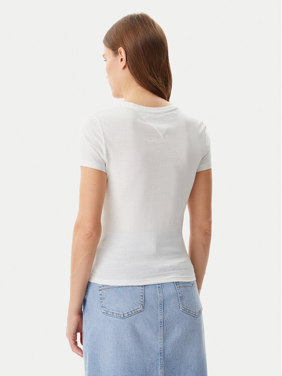 Tommy Jeans Tommy Jeans Majica Essential DW0DW20316 Bela Slim Fit