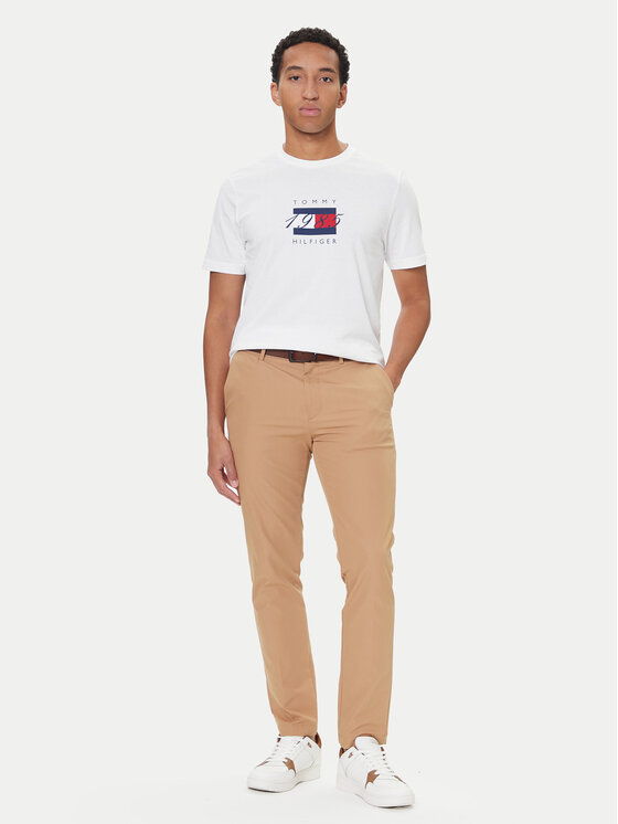 Tommy Hilfiger Tommy Hilfiger Camiseta Linear Flag MW0MW41338 Blanco Regular Fit