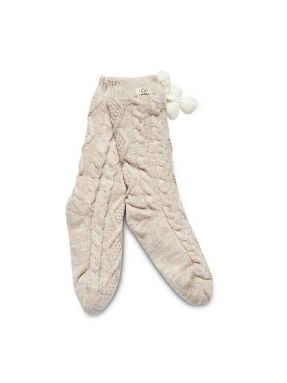 Ugg Dlhé ponožky Ugg W Pom Pom Fleece Lined Crew Sock r.OS 1014837 Béžová