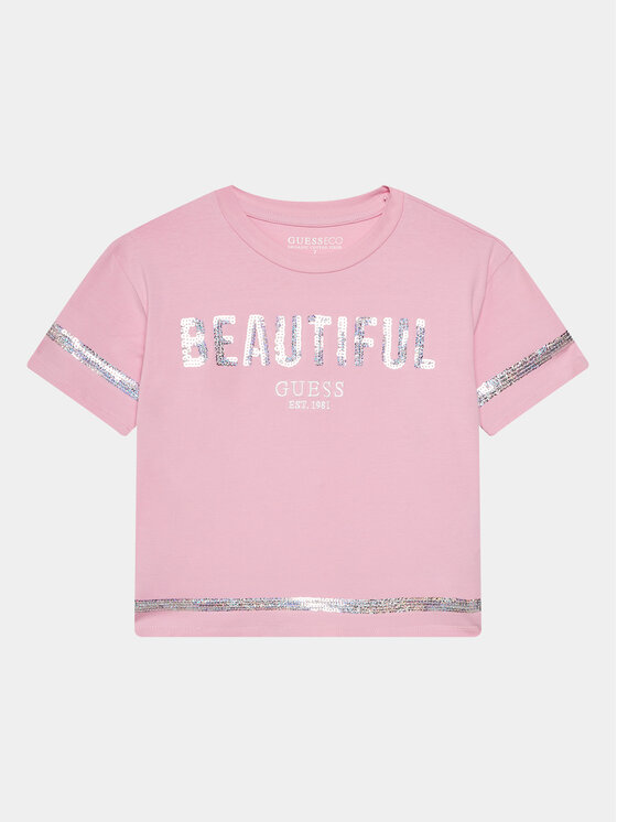 Guess Guess Póló J4RI08 K6YW4 Rózsaszín Regular Fit