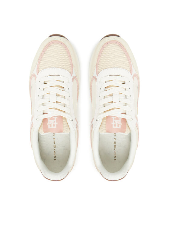 Tommy Hilfiger Laisvalaikio batai Tommy Hilfiger Casual Fashion Runner Mix FW0FW08693 Écru