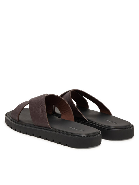 Calvin Klein Šľapky Calvin Klein Sq Molded Sandal Xcross Lth HM0HM02235 Hnedá
