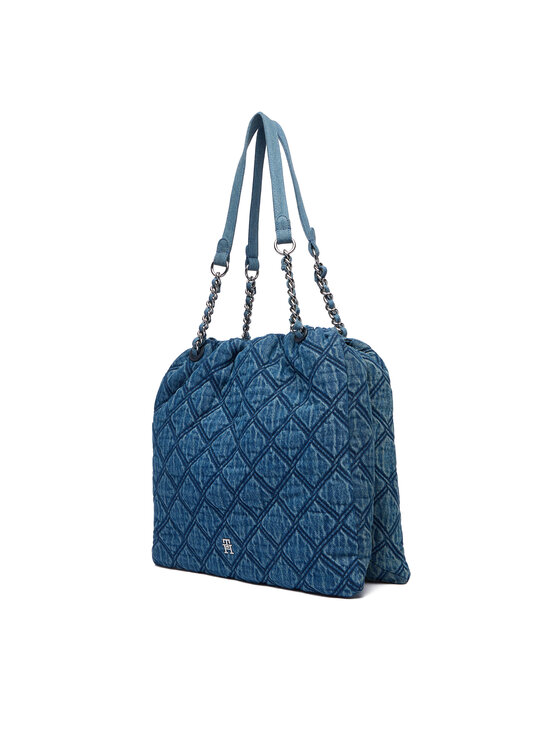 Tommy Hilfiger Ročna torba Tommy Hilfiger Th Feminine Tote Denim AW0AW18866 Modra