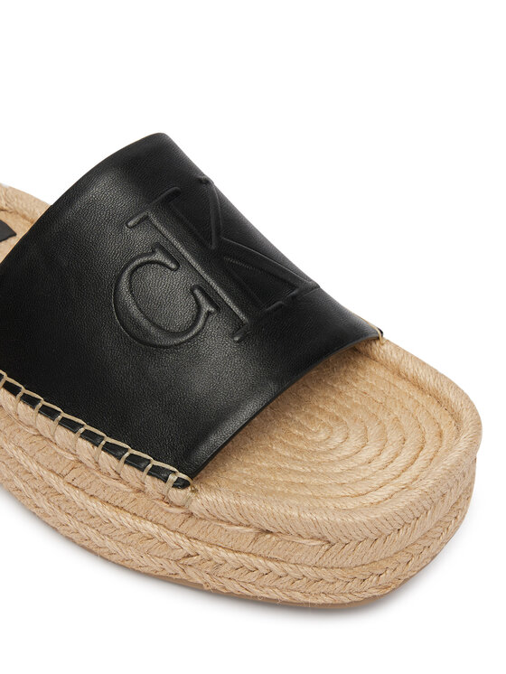 Calvin Klein Espadrilky Calvin Klein Flatf Espa Mule Lth Mg HW0HW03027 Černá