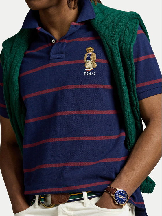 Polo Ralph Lauren Polo Ralph Lauren Polo marškinėliai 710971839001 Tamsiai mėlyna Custom Slim Fit
