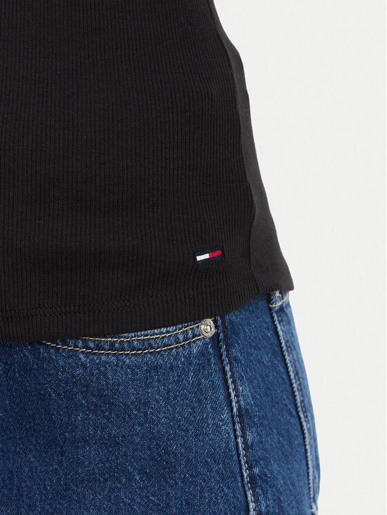 Tommy Jeans Tommy Jeans Top Ess Logo 1 DW0DW22806 Negro Slim Fit