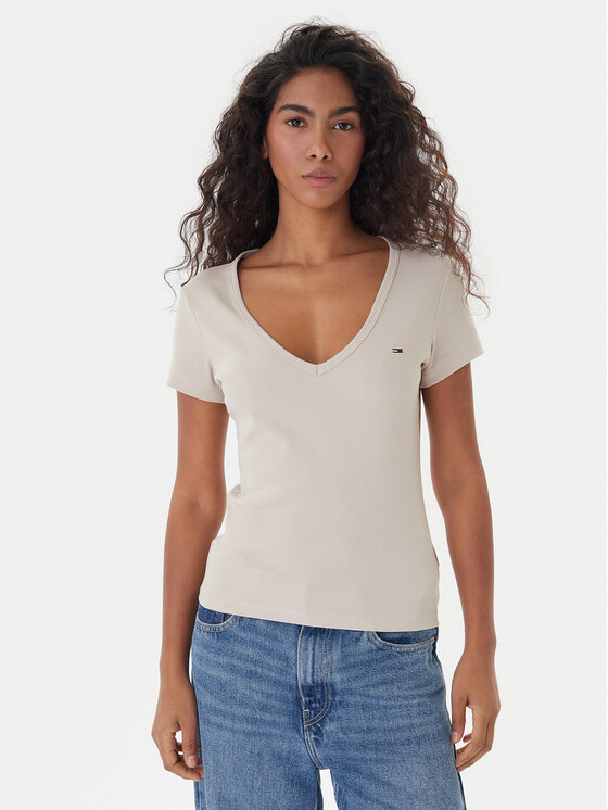 Tommy Jeans Tommy Jeans Camiseta Essential DW0DW17385 Beis Slim Fit