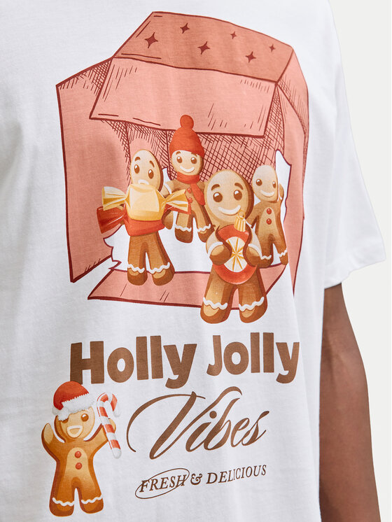 Jack & Jones Jack & Jones Футболка Holiday Cartoon 12287550 Білий Relaxed Fit