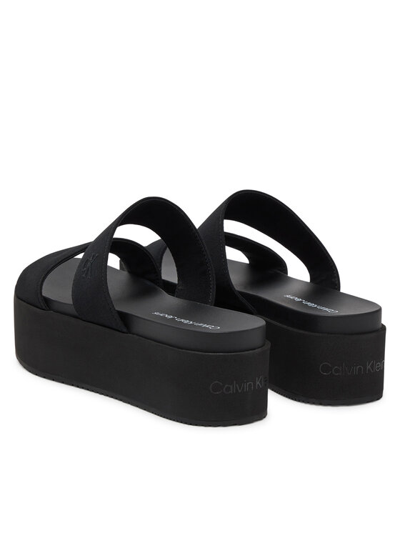 Calvin Klein Jeans Şlapi Calvin Klein Jeans Flatform Sandal Webbing In YW0YW01789 Negru