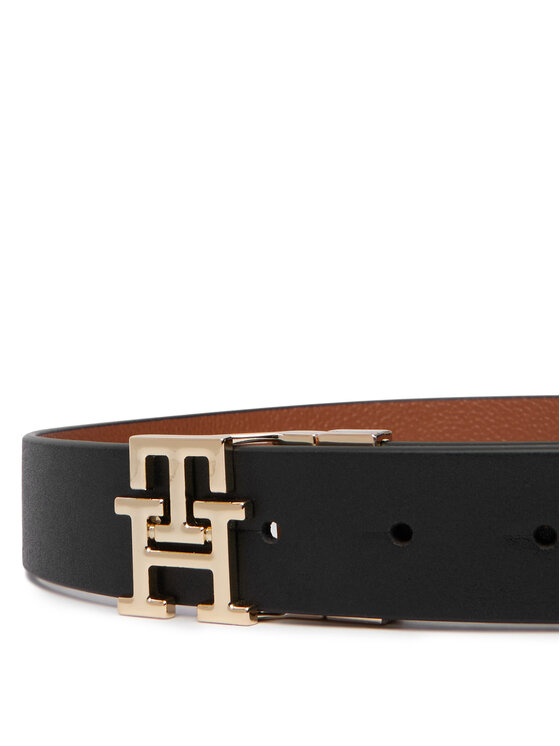 Tommy Hilfiger Pasek Tommy Hilfiger Th Logo Rev 3.0 Pebble AW0AW18691 Czarny