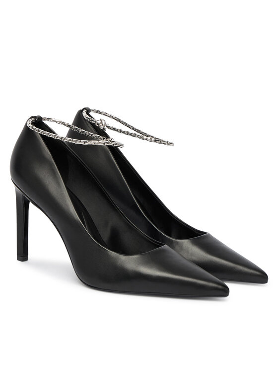 Calvin Klein Lodičky Calvin Klein Ess Stiletto Hdw Chain Lth 90 HW0HW02718 Černá