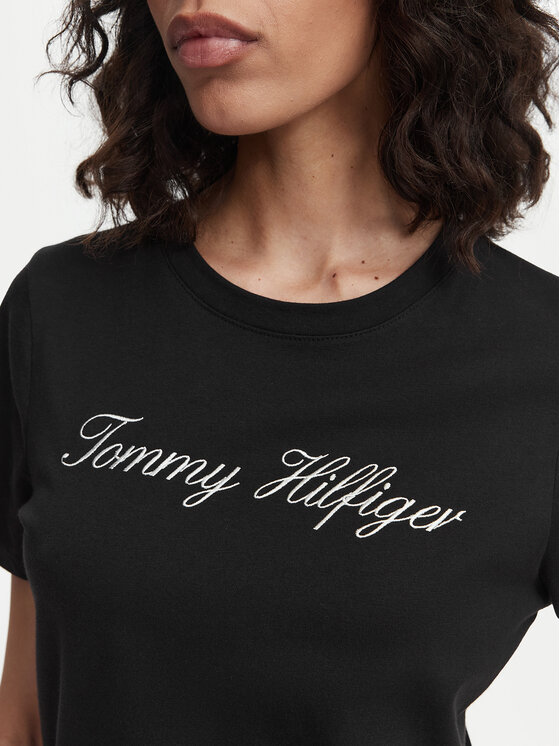 Tommy Hilfiger Tommy Hilfiger Marškinėliai Script WW0WW43459 Juoda Regular Fit