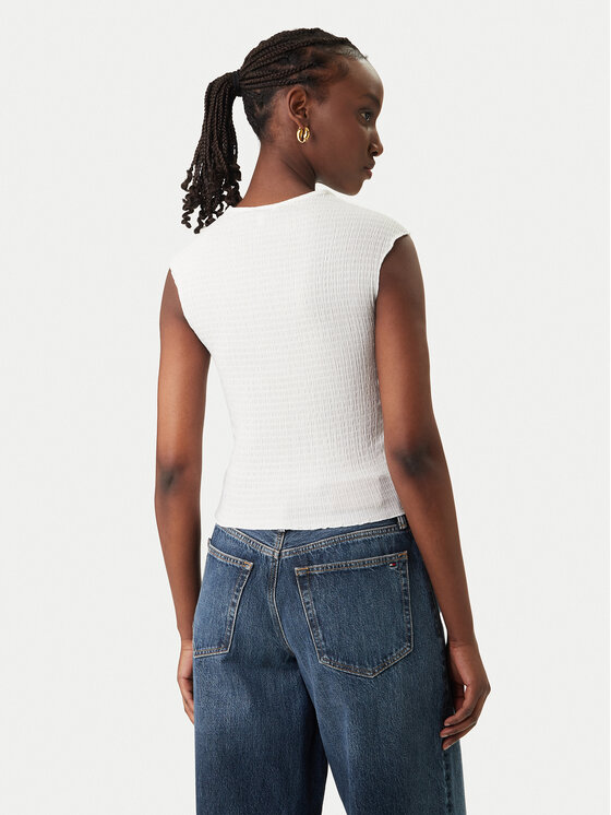 Tommy Jeans Tommy Jeans Τοπ Smock Seersucker DW0DW22220 Λευκό Slim Fit