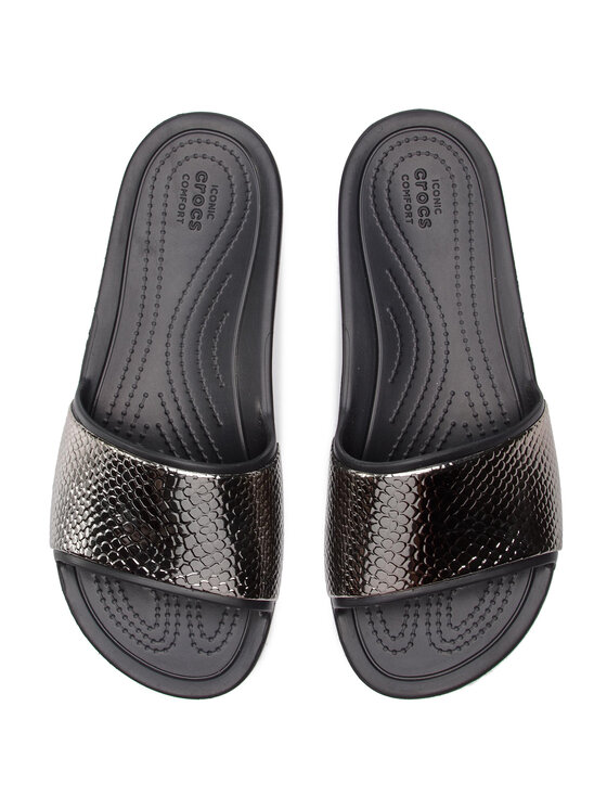 Crocs Şlapi Crocs Sloane Metaltext Slide W 205737 Argintiu