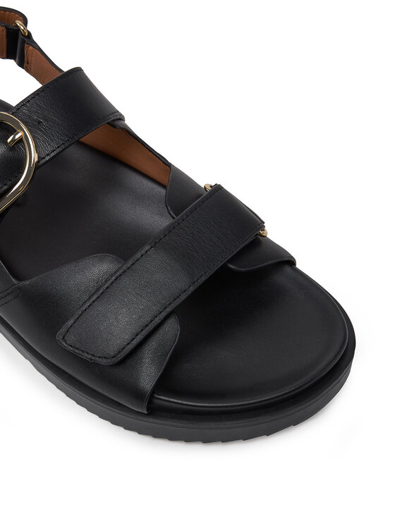 Tommy Hilfiger Sandali Tommy Hilfiger Leather Sporty Sandal FW0FW08799 Črna