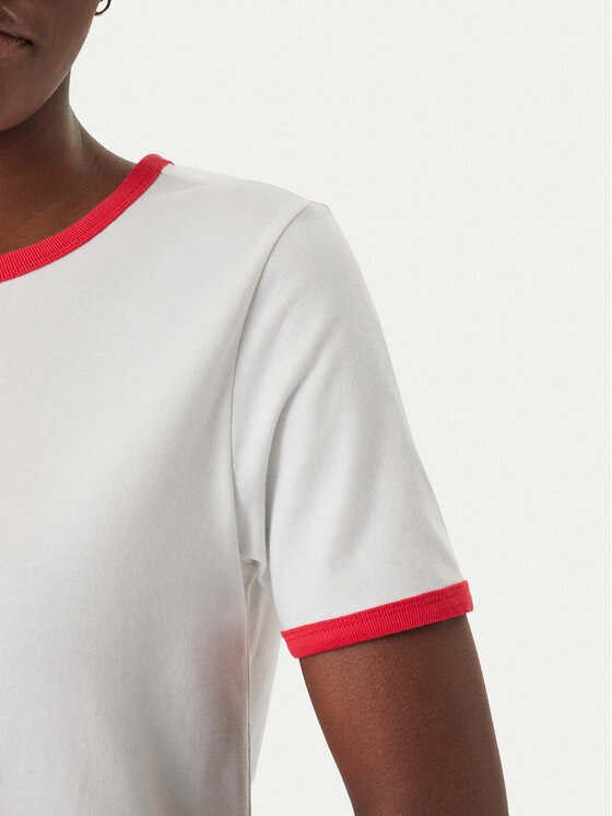 Tommy Jeans Tommy Jeans Camiseta Wavy Flag Contrast Ringer DW0DW22306 Blanco Regular Fit