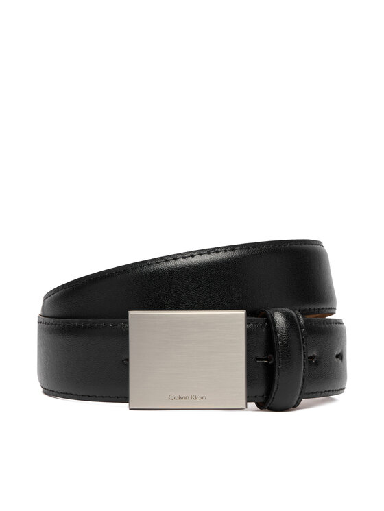 Calvin Klein Pasek Męski Calvin Klein Logo Plaque Smooth 32Mm LV04D7030G Czarny
