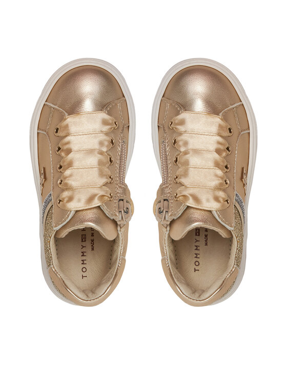 Tommy Hilfiger Sneakersy Tommy Hilfiger Sneaker Bassa Allacciata T1A9-33932-0829 S Zlatá