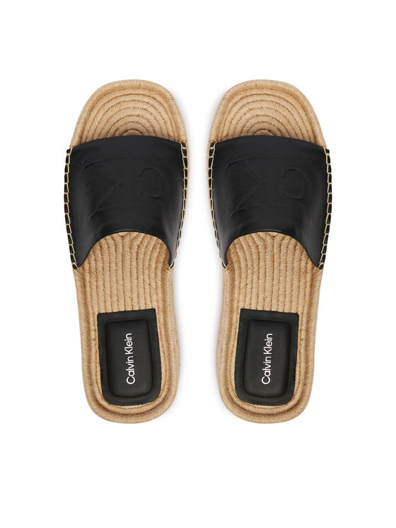 Calvin Klein Espadrilky Calvin Klein Flatf Espa Mule Lth Mg HW0HW03027 Čierna