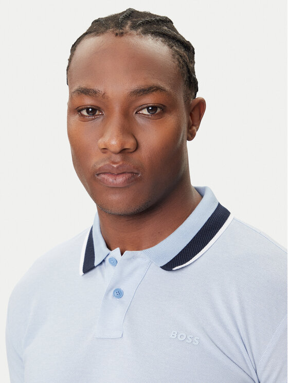 BOSS BOSS Polo Peoxfordlong_1 50544845 Celeste Regular Fit