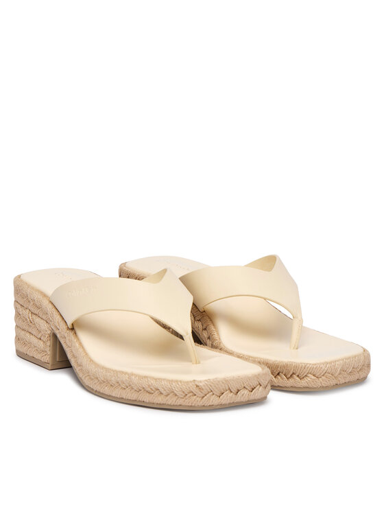 Calvin Klein Japonke Calvin Klein Block Heel Espa 50 Thong Lth HW0HW02902 Bež