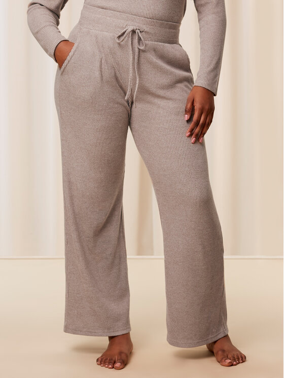 Triumph Triumph Spodnji del pižame Thermal MyWear Wide Leg Trousers 10216564 Bež Regular Fit