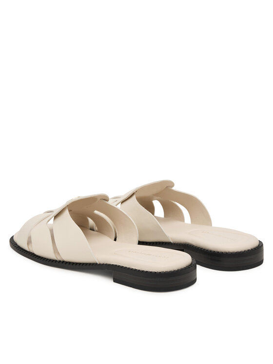 Tommy Hilfiger Nazouváky Tommy Hilfiger Leather Crest Square Toe Sandals FW0FW09126 Krémová