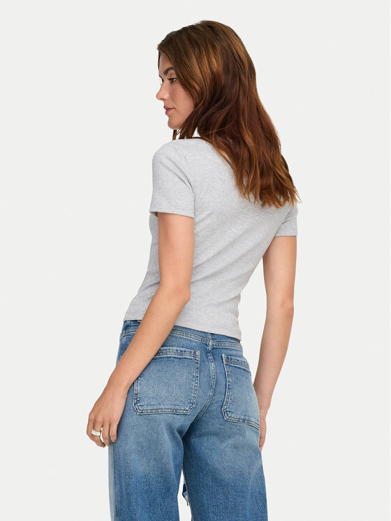 ONLY ONLY Camiseta Val 15339774 Gris Slim Fit