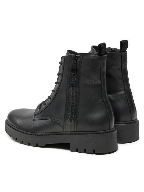 Calvin Klein Jeans Kozačky Calvin Klein Jeans Combat Mid Laceup Boot W Zip YM0YM00262 Černá