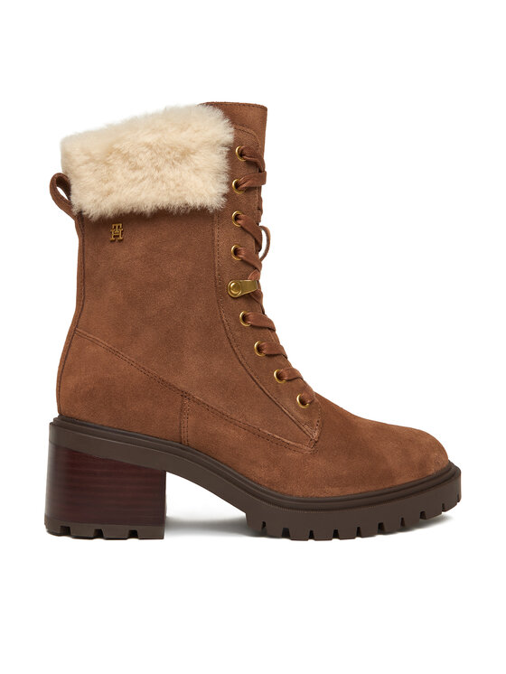 Tommy Hilfiger Trzewiki Tommy Hilfiger Th Shearling Lace Up Boot FW0FW08999 Brązowy