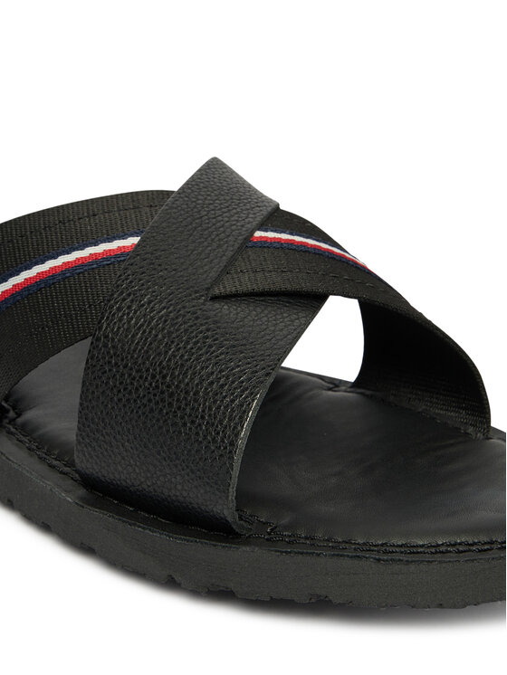 Tommy Hilfiger Natikači Tommy Hilfiger Core Hilfiger Lth Criss C Sandal FM0FM05783 Črna