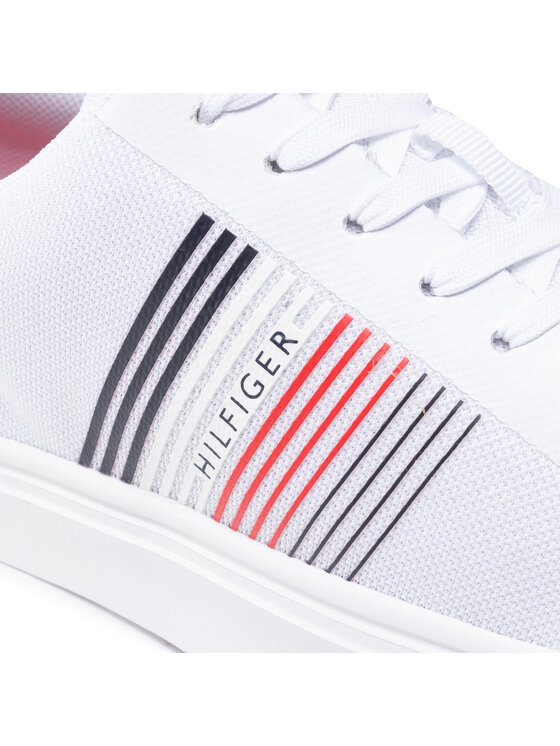 Tommy Hilfiger Tenisky Tommy Hilfiger Lightweight Stripes Knit Sneaker FM0FM02836 Bílá