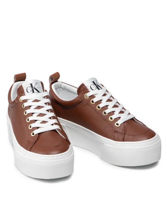 Calvin Klein Jeans Laisvalaikio batai Calvin Klein Jeans Vulcanized Flatform Laceup L YW0YW00366 Ruda