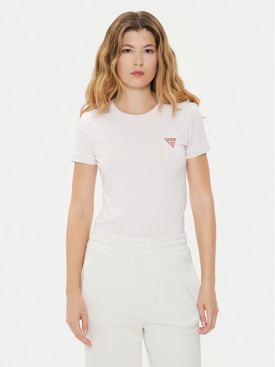 Guess Guess Marškinėliai W2YI44 J1314 Rožinė Slim Fit