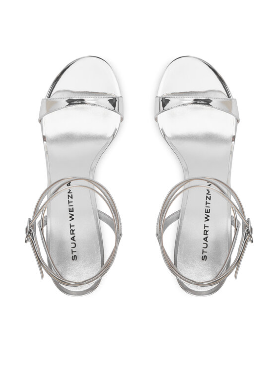 Stuart Weitzman Босоніжки Stuart Weitzman Naudistini Wrap 100 SM911 Срібний