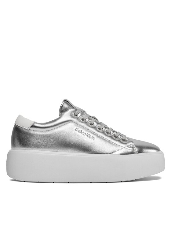 Calvin Klein Tenisice Calvin Klein Bubble Cupsole Lace Up Metallic HW0HW02008 Srebrna