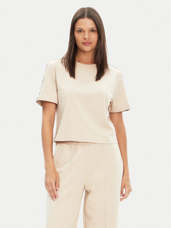 Guess Guess Marškinėliai V3RI08 I3Z14 Smėlio Regular Fit