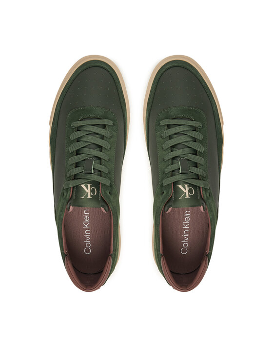 Calvin Klein Sneakersy Calvin Klein Basket Cupsole Laceup Lth-Nu YM0YM01354 Zelená
