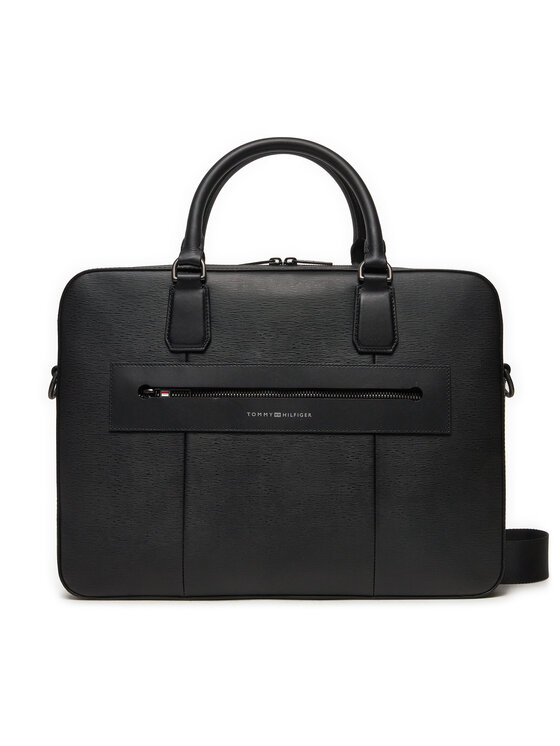 Tommy Hilfiger Чанта за лаптоп Tommy Hilfiger Business Leather Computer Bag AM0AM12489 Черен